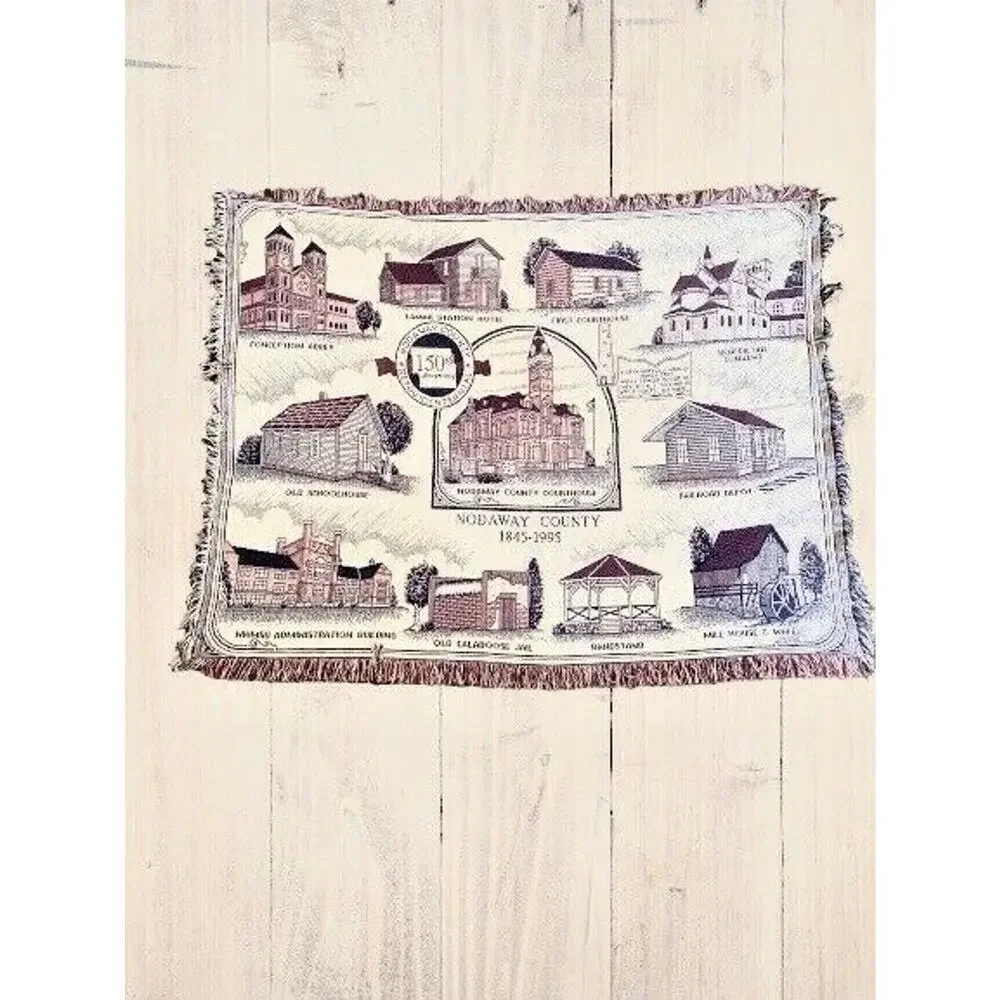Nodaway County 150th Anniversary Historic Wall Hanging Throw/Blanket/Tapestry